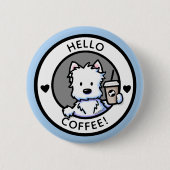 KiniArt Coffee Westie Large Button (Voorkant)