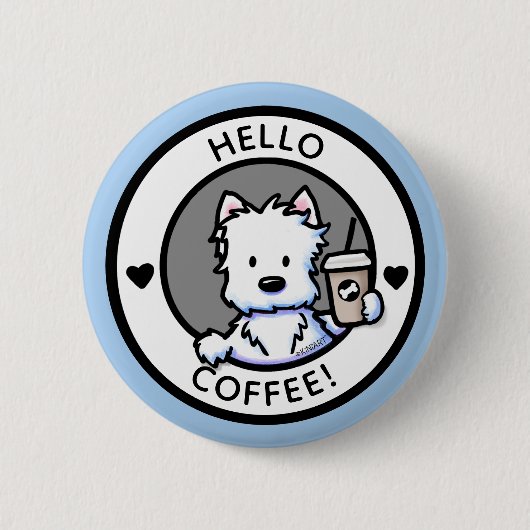 KiniArt Coffee Westie Large Button (Voorkant)