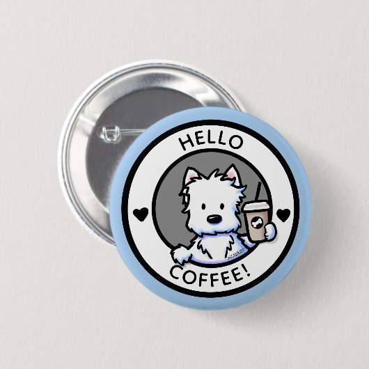 KiniArt Coffee Westie Large Button (Voorkant /achterkant)