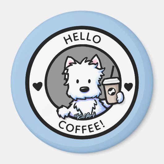 KiniArt Coffee Westie Magneet (Voorkant)