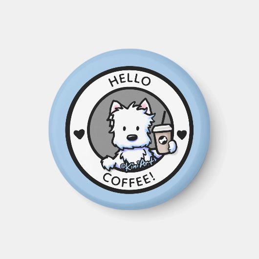 KiniArt Coffee Westie Magnet (Voorkant)
