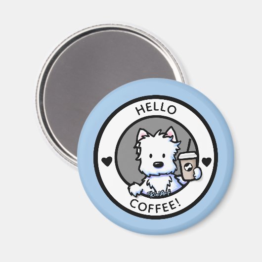 KiniArt Coffee Westie Magnet (Voorkant / Achterkant)