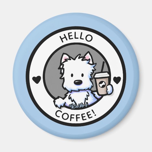 KiniArt Coffee Westie Magnet (Voorkant)