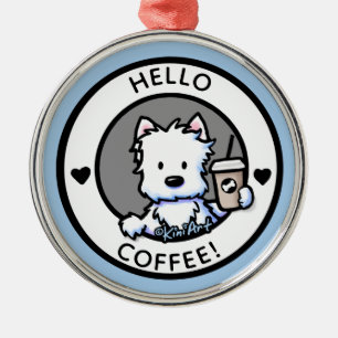 KiniArt Coffee Westie Metalen Ornament