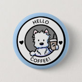 KiniArt Coffee Westie Ronde Button 5,7 Cm (Voorkant)
