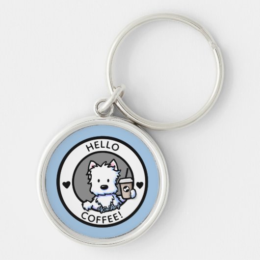 KiniArt Coffee Westie Sleutelhanger (Voorkant)
