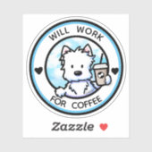 KiniArt Coffee Westie Sticker (Vel)