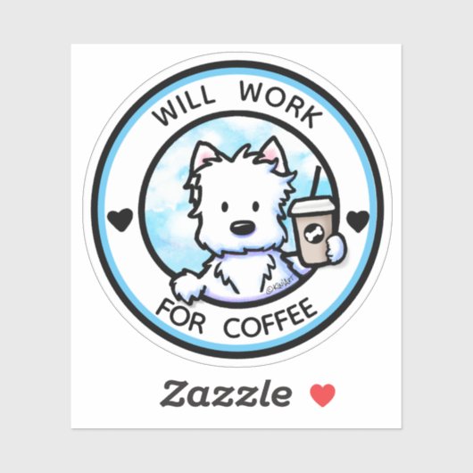 KiniArt Coffee Westie Sticker (Vel)