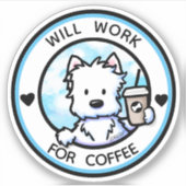 KiniArt Coffee Westie Sticker (Voorkant)