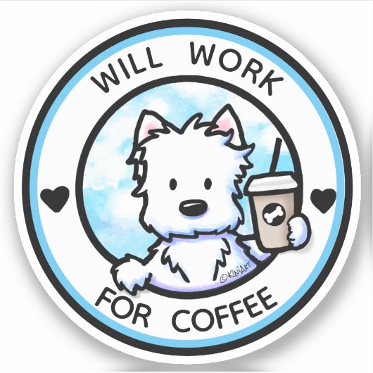 KiniArt Coffee Westie Sticker (Voorkant)