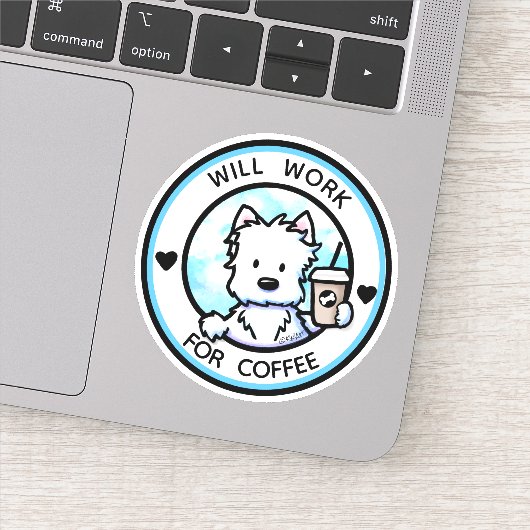 KiniArt Coffee Westie Sticker (Detail)