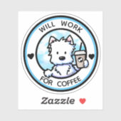 KiniArt Coffee Westie Sticker (Vel)