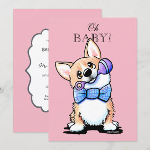 KiniArt Corgi Baby Shower-uitnodigingen Kaart
