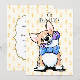 KiniArt Corgi Baby Shower-uitnodigingen Kaart