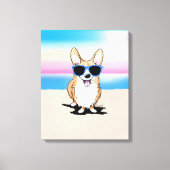 KiniArt Corgi Dog Beach Canvas Afdrukken (Voorkant)