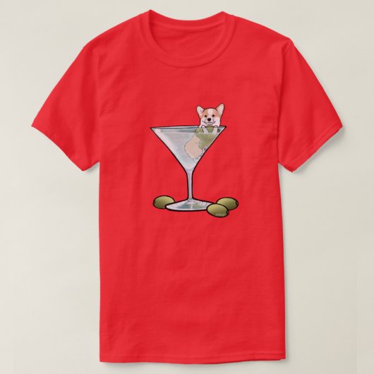 KiniArt Corgi Martini T-shirt (Design voorkant)