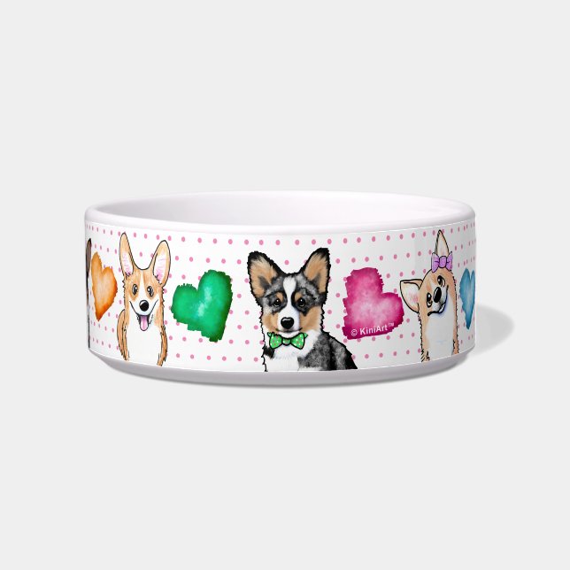 KiniArt Corgi Puppy Love Bowl Voerbakje (Rechts)