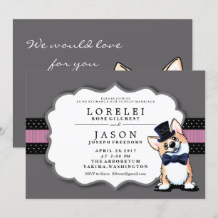 KiniArt Corgi Wedding Invitations Kaart