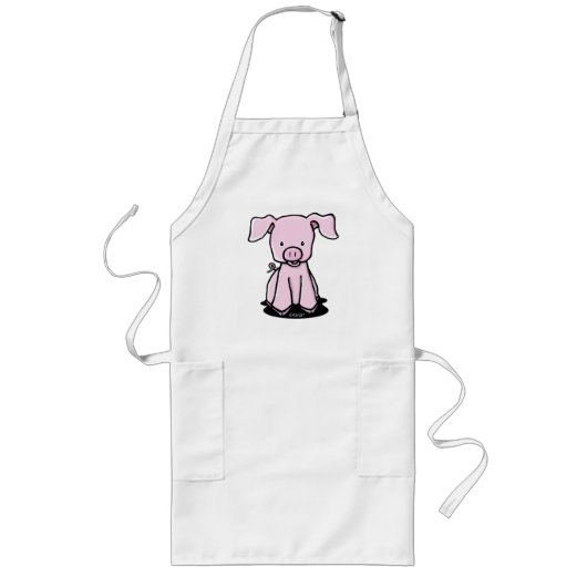 KiniArt Cute Baby Pig Apron Lang Schort (Voorkant)