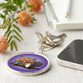 KiniArt Cute Beaver Sleutelhanger (Zijkant)