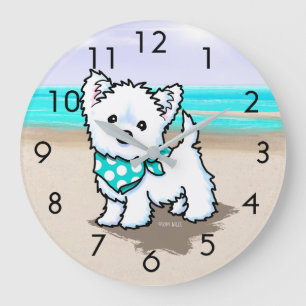 KiniArt Cutieface Beach Westie Muur Klok