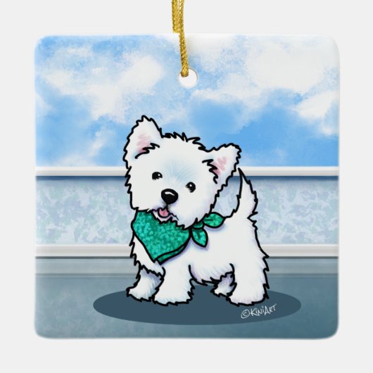 KiniArt Cutieface Westie Ceramic Ornament (Voorkant)