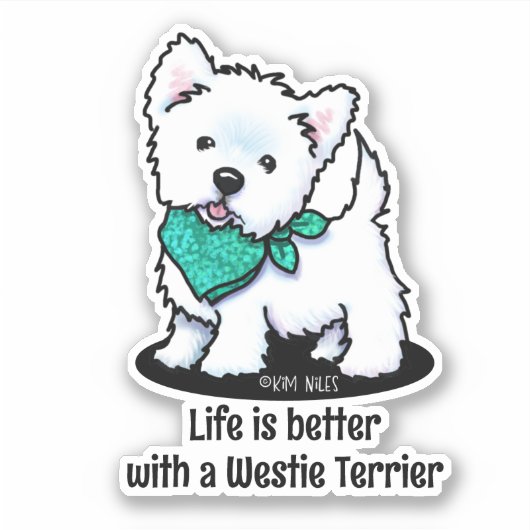 KiniArt Cutieface Westie Sticker (Voorkant)