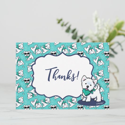 KiniArt Cutieface Westies Bedankkaart (Staand voorkant)