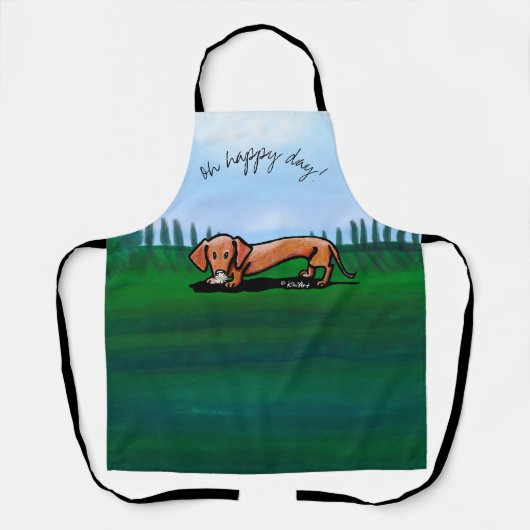 KiniArt Dachshund All-Over Print Apron Schort (Voorkant)