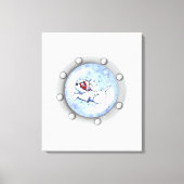 KiniArt Diving Westie Terrier Porthole Canvas Afdruk (Voorkant)