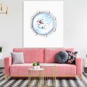KiniArt Diving Westie Terrier Porthole Canvas Afdruk (Insitu (Woonkamer))