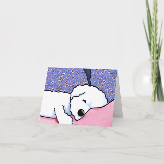 KiniArt Dog Vermoeide Bichon Notecard Bedankkaart (Voorkant)