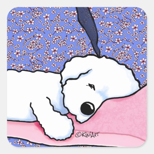 KiniArt Dog Vermoeide Bichon Vierkante Sticker (Voorkant)