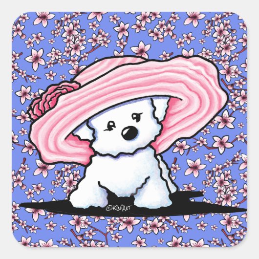 KiniArt Dog Vermoeide Bichon Vierkante Sticker (Voorkant)