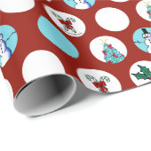 KiniArt Dogs Snowman Kerstmis Cadeaupapier (Rol Hoek)