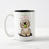 KiniArt Doodle Dog MY BALL Tweekleurige Koffiemok (Links)