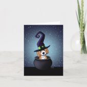 KiniArt Doodle Dog Witch Halloween Kaart (Voorkant)