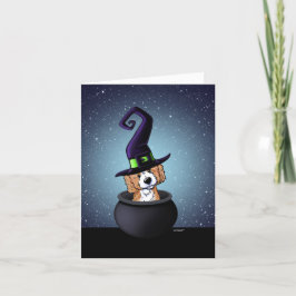 KiniArt Doodle Dog Witch Halloween Kaart