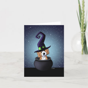 KiniArt Doodle Dog Witch Halloween Kaart