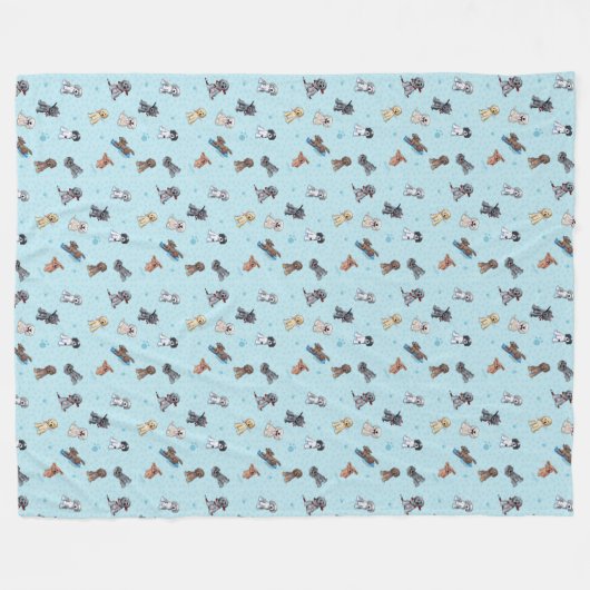 KiniArt Doodlemoji Goldendole Fleece Deken (Voorkant (Horizontaal))