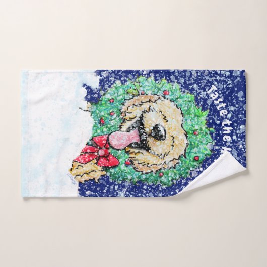 KiniArt DoodleMoji Goldendole Kerstbath Tow Bad Handdoek (Handdoek)