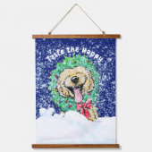 KiniArt DoodleMoji Goldendoodle Kerstmis  Hangend Wandkleed (Voorkant)
