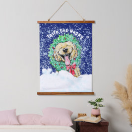 KiniArt DoodleMoji Goldendoodle Kerstmis Hangend Wandkleed