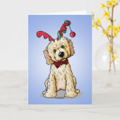 KiniArt DoodleMoji Reindeer-kerstKaart Kaart (Gele Bloem)