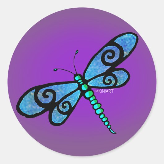 KiniArt Dragonfly-Stickers Ronde Sticker (Voorkant)