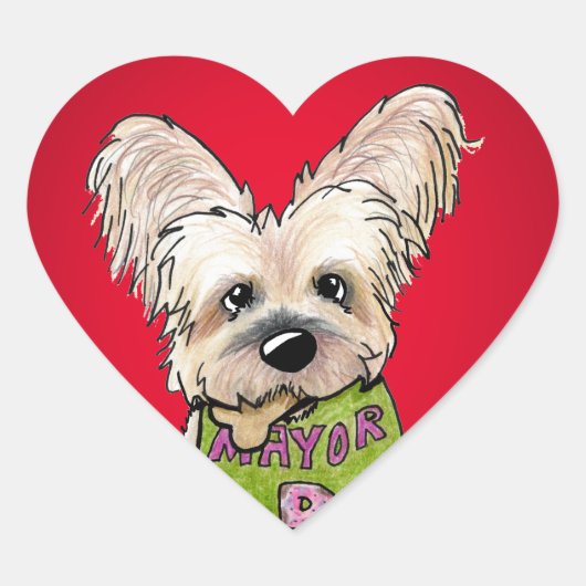 KiniArt Dunkin Portrait Red Heart Stickers (Voorkant)