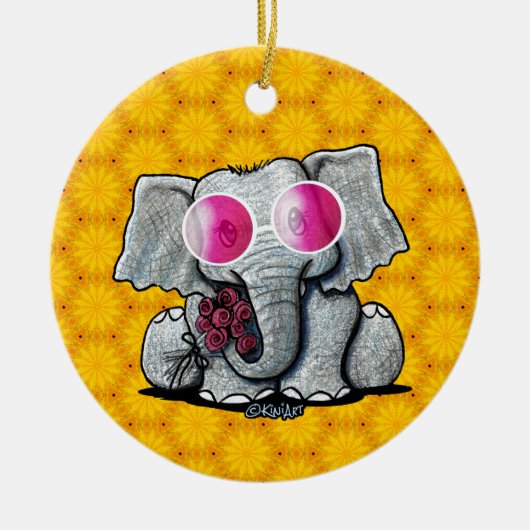 KiniArt Elephant Keramisch Ornament (Voorkant)