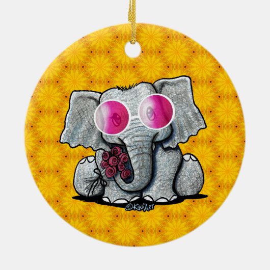 KiniArt Elephant Keramisch Ornament (Achterkant)