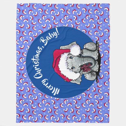 KiniArt Elephant-kerstfeest Fleece Blanket (Voorkant)