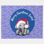 KiniArt Elephant-kerstfeest Fleece Blanket (Voorkant (Horizontaal))